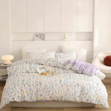 91家纺网 家纺一手货源 找家纺 （总）绫韵家纺 13372ins风全棉斜纹纯棉小清新床上四件套三件套