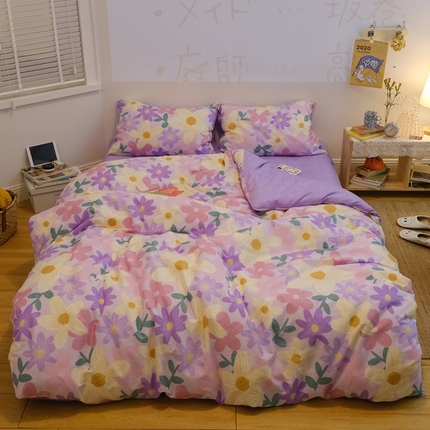 91家纺网 家纺一手货源 找家纺 （总）绫韵家纺 13372ins风全棉斜纹纯棉小清新床上四件套三件套