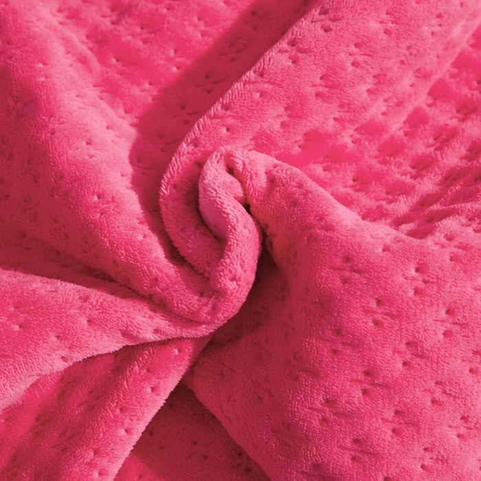 91家纺网 家纺一手货源 找家纺 晶缦家纺 2023新款华夫格牛奶绒床盖三件套 华夫格-玫红