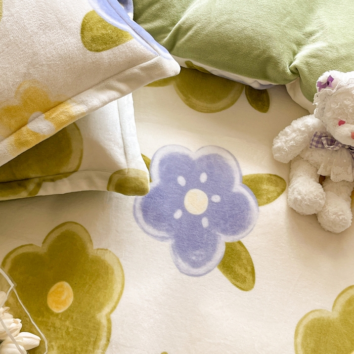 91家纺网 家纺一手货源 找家纺 慕澄家纺 2023新款小清新牛奶绒印花四件套 花之恋