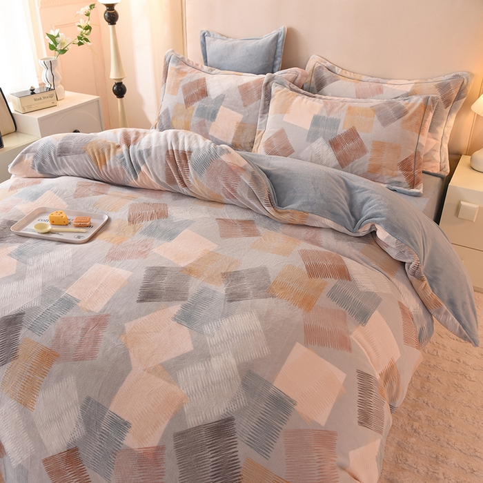 91家纺网 家纺一手货源 找家纺 2025新款冰岛臻棉绒印花系列牛奶绒小号三件套 贝尔