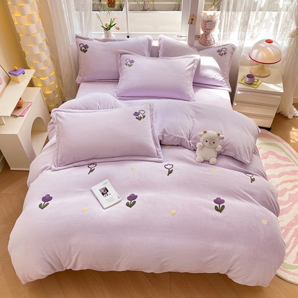 丽美人家纺 2023新款毛巾绣绒四件套 郁金香A