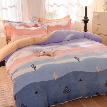 91家纺网 家纺一手货源 找家纺 简如 2025新款冰岛臻绵绒印花系列单被套牛奶绒单被套 蜜儿
