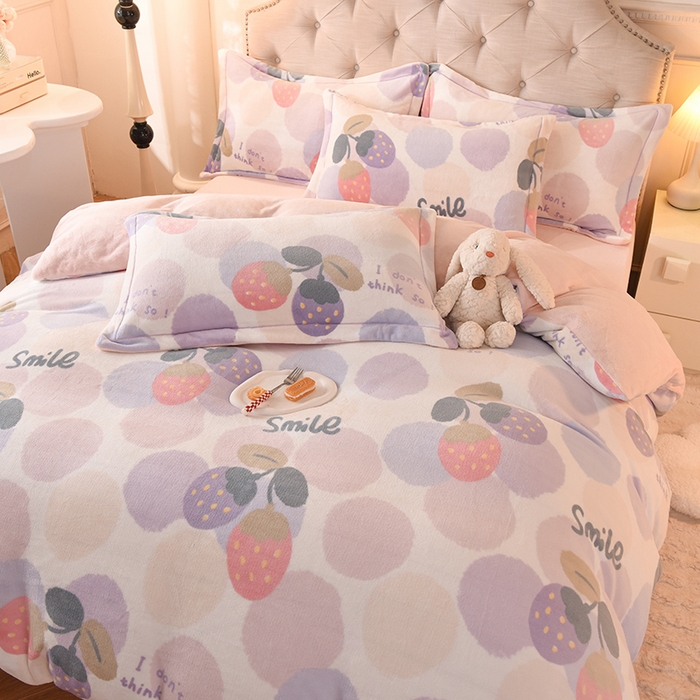 91家纺网 家纺一手货源 找家纺 2025新款冰岛臻棉绒印花系列牛奶绒小号三件套 缤纷乐园