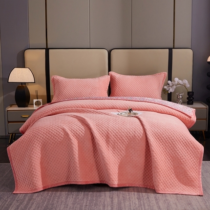 91家纺网 家纺一手货源 找家纺 （总）2024新款高克重华夫格牛奶绒床盖三件套保暖加厚盖毯子毛毯午睡毯