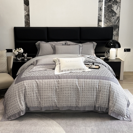 数码印花大版图案意式轻奢静奢风高端四件套-宝利来 1 宝利来 高级灰