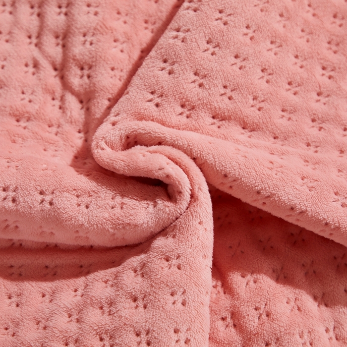 91家纺网 家纺一手货源 找家纺 晶缦家纺 2023新款华夫格牛奶绒床盖三件套 华夫格-粉玉