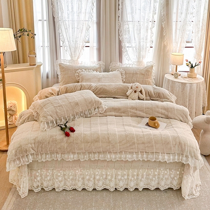 91家纺网 家纺一手货源 找家纺 （总）宜凡家纺 2023新款宜凡-高克重兔绒牛奶绒床盖四件套