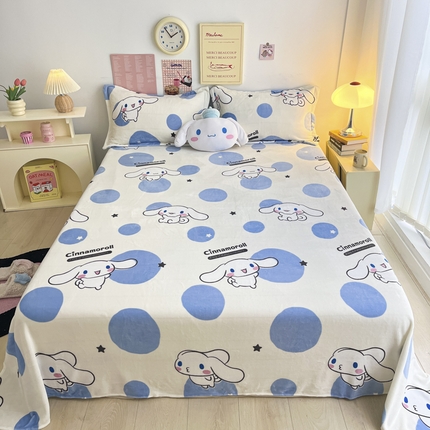 91家纺网 家纺一手货源 找家纺 （总）暮思 2023新款三丽鸥正版授权高克重加厚保暖牛奶绒单床单