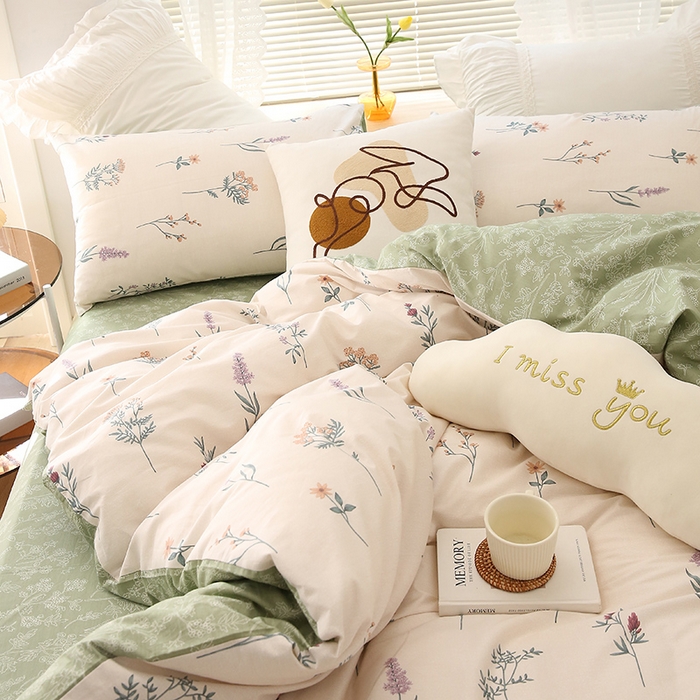 91家纺网 家纺一手货源 找家纺 绫韵家纺 13372ins风全棉斜纹纯棉小清新床上四件套三件套 四季予你