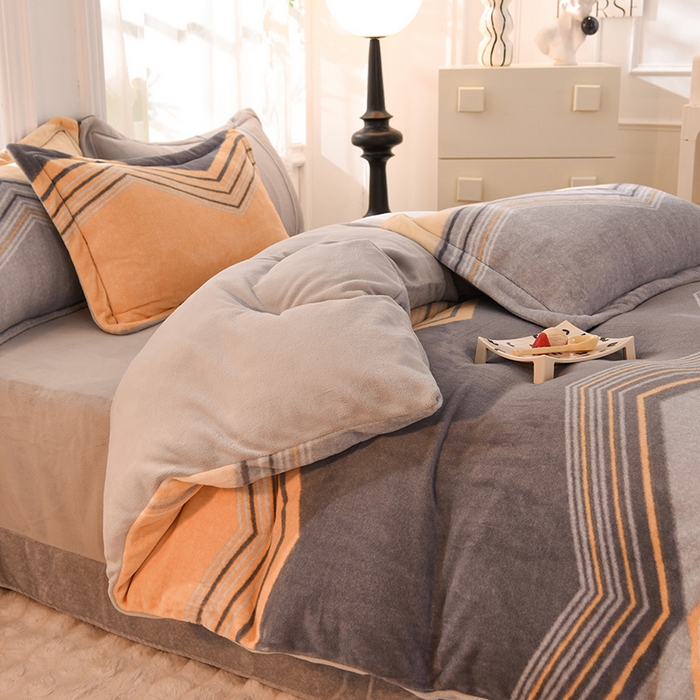 91家纺网 家纺一手货源 找家纺 简如 2025新款冰岛臻绵绒印花系列单被套牛奶绒单被套 晨光