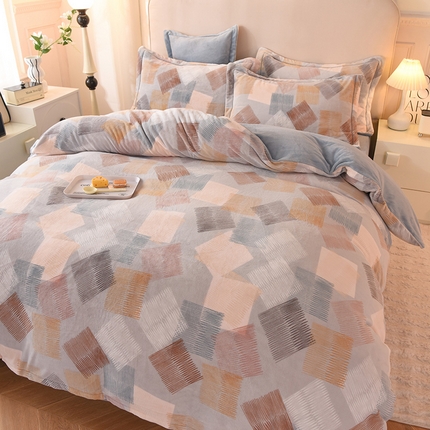 91家纺网 家纺一手货源 找家纺 2025新款冰岛臻棉绒印花系列牛奶绒小号三件套 贝尔