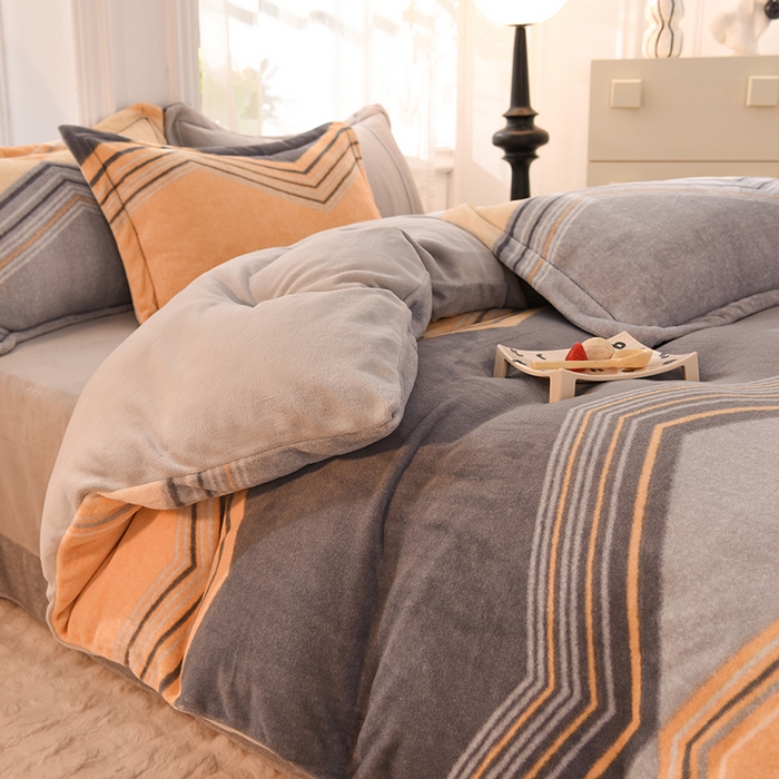 91家纺网 家纺一手货源 找家纺 简如 2025新款冰岛臻绵绒印花系列单被套牛奶绒单被套 晨光