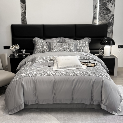 91家纺网 家纺一手货源 找家纺 数码印花大版图案意式轻奢静奢风高端四件套-宝利来 3 爱娜丝 绅士灰