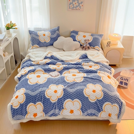 91家纺网 家纺一手货源 找家纺 （总）网客 2024新款豆豆绒印花被套毯