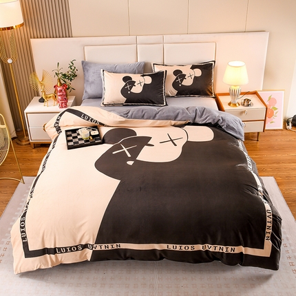 91家纺网 家纺一手货源 找家纺 （总）爵仕家纺 2023新款暴力熊牛奶绒系列四件套