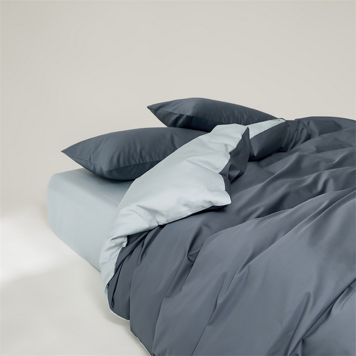 91家纺网 家纺一手货源 找家纺 原研家居 2023新款100支长绒棉纯色双拼系列 克雷吉蓝