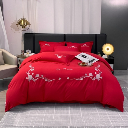 帛缔思 2023新款轻奢长绒棉绣花四件套-古典韵味 古典韵味-中国红