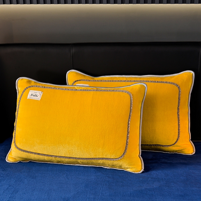 91家纺网 家纺一手货源 找家纺 畅畅家纺 2023新款纯色8.5斤9斤牛奶绒法莱绒宝宝金貂绒四件套 柠檬黄+深蓝