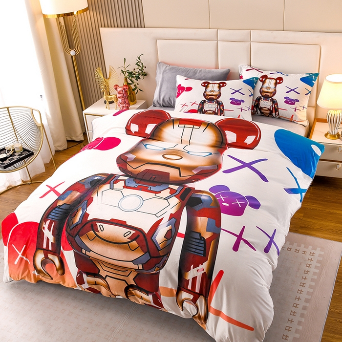 91家纺网 家纺一手货源 找家纺 爵仕家纺 2023新款暴力熊牛奶绒系列四件套 钢铁熊