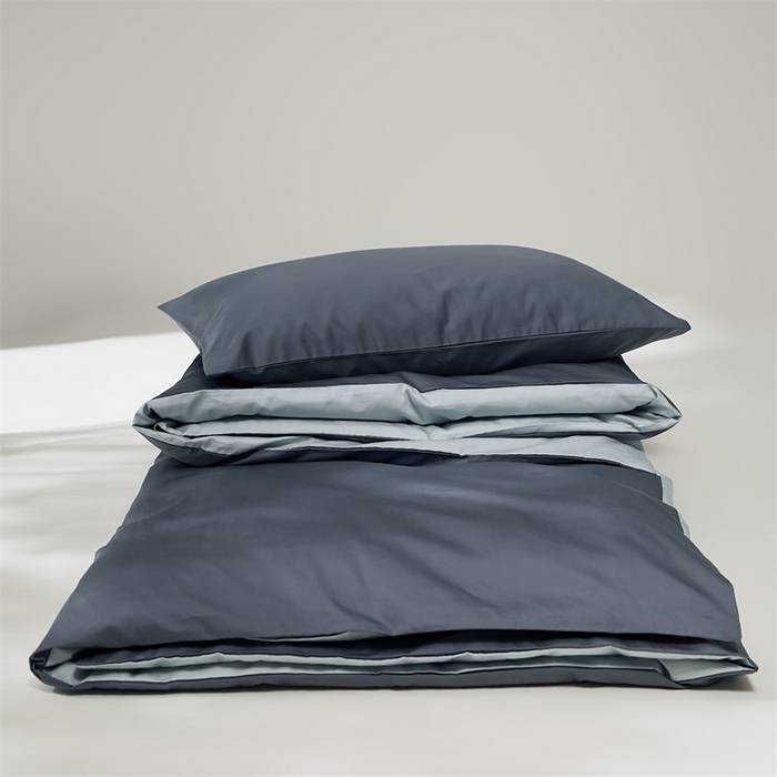 91家纺网 家纺一手货源 找家纺 原研家居 2023新款100支长绒棉纯色双拼系列 克雷吉蓝