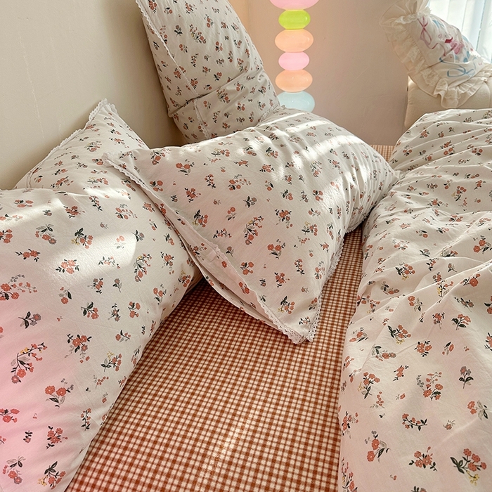 91家纺网 家纺一手货源 找家纺 （总）千朵 2023新款全棉水洗带边四件套