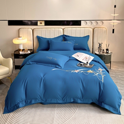 91家纺网 家纺一手货源 找家纺 （总）帛缔思 2023新款轻奢长绒棉绣花四件套-水韵江南-宽边款