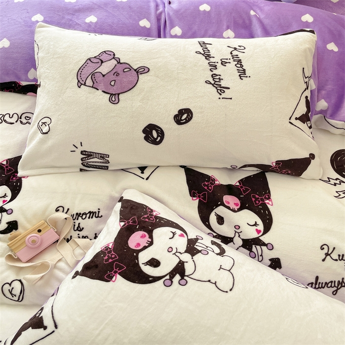 91家纺网 家纺一手货源 找家纺 （总）博雅 2023新款三丽鸥正版授权卡通加厚牛奶绒系列四件套