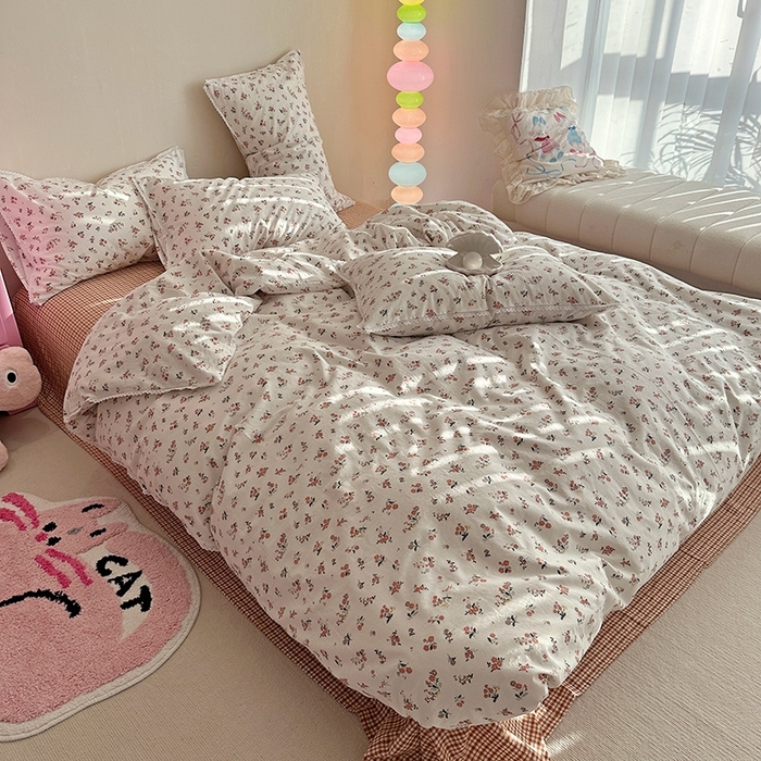 91家纺网 家纺一手货源 找家纺 （总）千朵 2023新款全棉水洗带边四件套