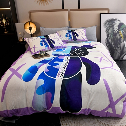 91家纺网 家纺一手货源 找家纺 （总）爵仕家纺 2023新款暴力熊牛奶绒系列四件套