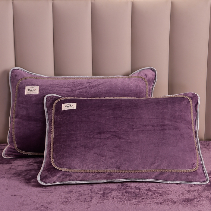 91家纺网 家纺一手货源 找家纺 畅畅家纺 2023新款纯色8.5斤9斤牛奶绒法莱绒宝宝金貂绒四件套 紫