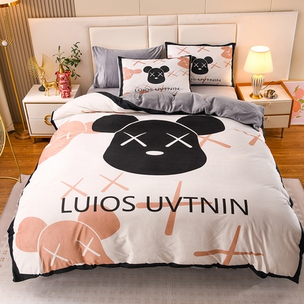 91家纺网 家纺一手货源 找家纺 （总）爵仕家纺 2023新款暴力熊牛奶绒系列四件套