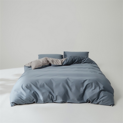 91家纺网 家纺一手货源 找家纺 原研家居 2023新款100支长绒棉纯色双拼系列 瑞吉尔蓝