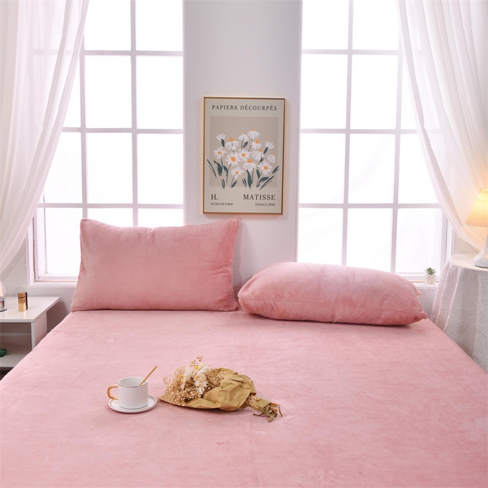 91家纺网 家纺一手货源 找家纺 泽西 2023新款保暖牛奶绒床单床笠单品-单床单 牛奶绒床单-浅豆沙