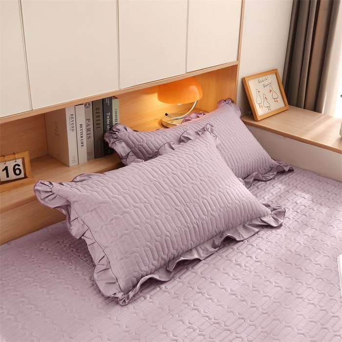 91家纺网 家纺一手货源 找家纺 美优兰 2025新款全棉防滑榻榻米炕垫纯棉床盖三件套 黛紫