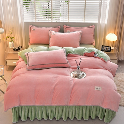 91家纺网 家纺一手货源 找家纺 （总）畅畅 2023新款纯色8.5斤9斤牛奶绒法莱绒宝宝金貂 绒四件套