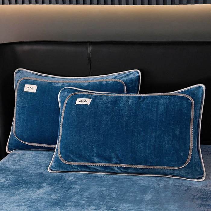 91家纺网 家纺一手货源 找家纺 畅畅家纺 2023新款纯色8.5斤9斤牛奶绒法莱绒宝宝金貂绒四件套 宾利蓝