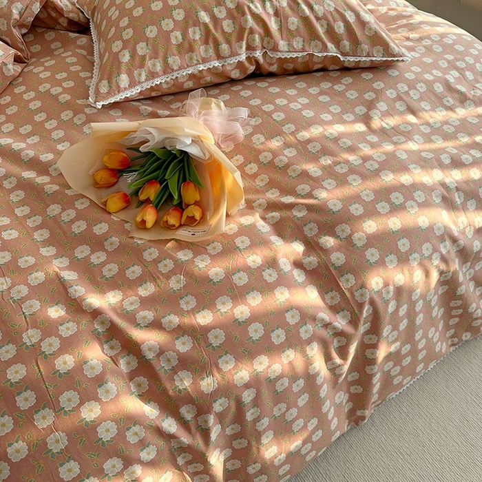 91家纺网 家纺一手货源 找家纺 千朵 2023新款全棉水洗带边四件套 小情调