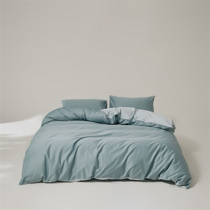 91家纺网 家纺一手货源 找家纺 原研家居 2023新款100支长绒棉纯色双拼系列 加西亚蓝