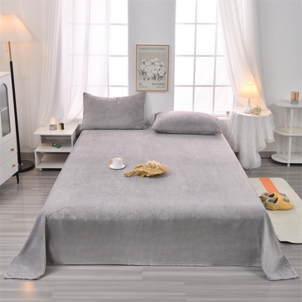 泽西 2023新款保暖牛奶绒床单床笠单品-单床单 牛奶绒床单-绅士灰