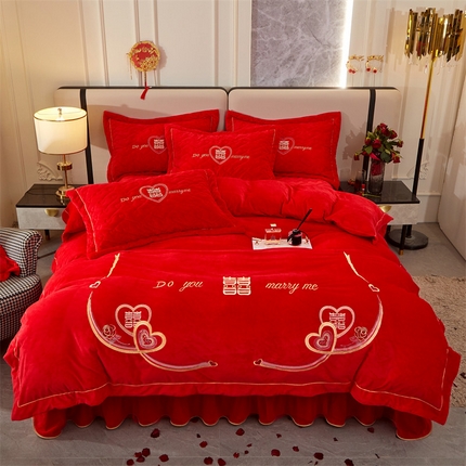 91家纺网 家纺一手货源 找家纺 （总）宜凡家纺 2023秋冬新品婴儿绒婚庆床盖四件套