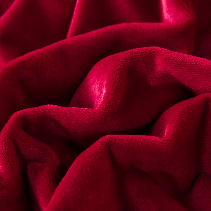 91家纺网 家纺一手货源 找家纺 畅畅家纺 2023新款纯色8.5斤9斤牛奶绒法莱绒宝宝金貂绒四件套 酒红