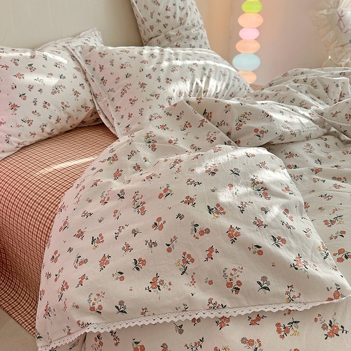 91家纺网 家纺一手货源 找家纺 （总）千朵 2023新款全棉水洗带边四件套