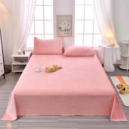 泽西 2023新款保暖牛奶绒床单床笠单品-单床单 牛奶绒床单-梦幻粉