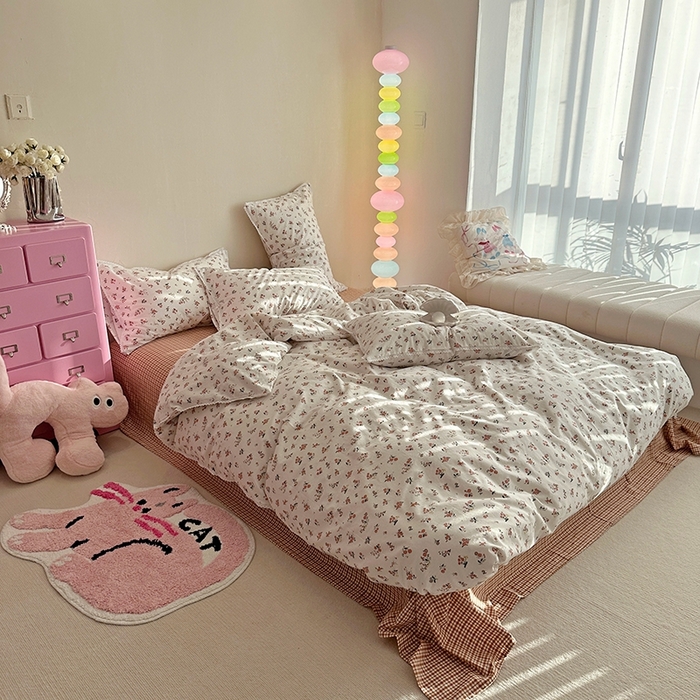 91家纺网 家纺一手货源 找家纺 （总）千朵 2023新款全棉水洗带边四件套