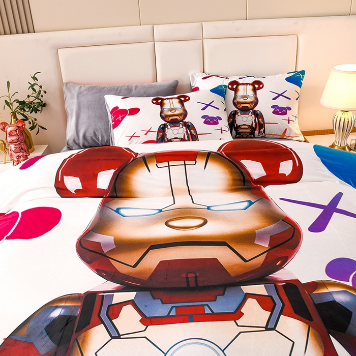 91家纺网 家纺一手货源 找家纺 爵仕家纺 2023新款暴力熊牛奶绒系列四件套 钢铁熊