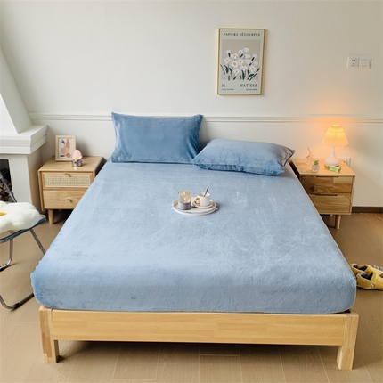 泽西 2023新款保暖牛奶绒床单床笠单品-单床笠 牛奶绒床笠-星空蓝