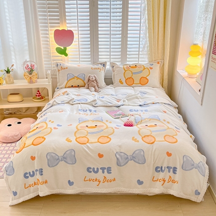 91家纺网 家纺一手货源 找家纺 （总）川悦生活 2023新款双面240克宽边牛奶绒毯子