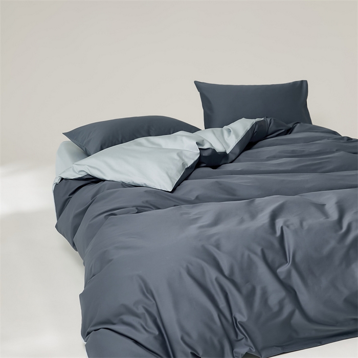 91家纺网 家纺一手货源 找家纺 原研家居 2023新款100支长绒棉纯色双拼系列 克雷吉蓝