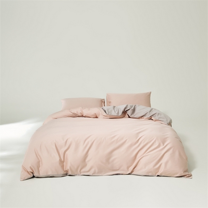 91家纺网 家纺一手货源 找家纺 原研家居 2023新款100支长绒棉纯色双拼系列 爱丽丝粉